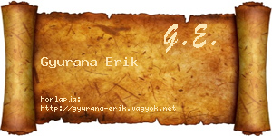 Gyurana Erik névjegykártya